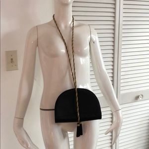 [Bally] Vtg Crescent purse w Tassels satin / silk